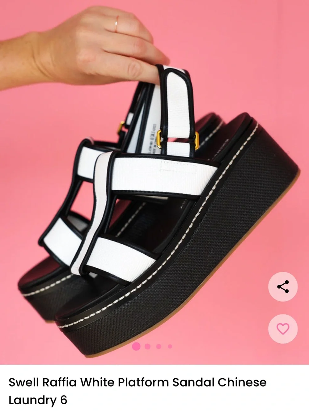Chinese Laundry Black and White Platform Sandals with Ankle Strap
